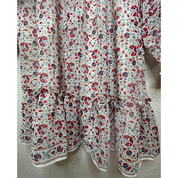 Max Studio Georgette Dress Smocked Mini XS V-Neck Tiered Skirt Like New Lined - Picture 3 of 10